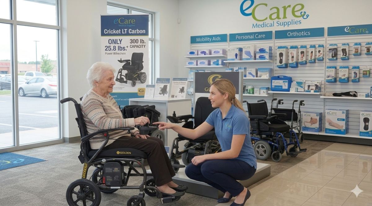 Try Out Ultra Lite Motorized Wheelchairs In Our Showrrom Today | E Care Medical Supplies