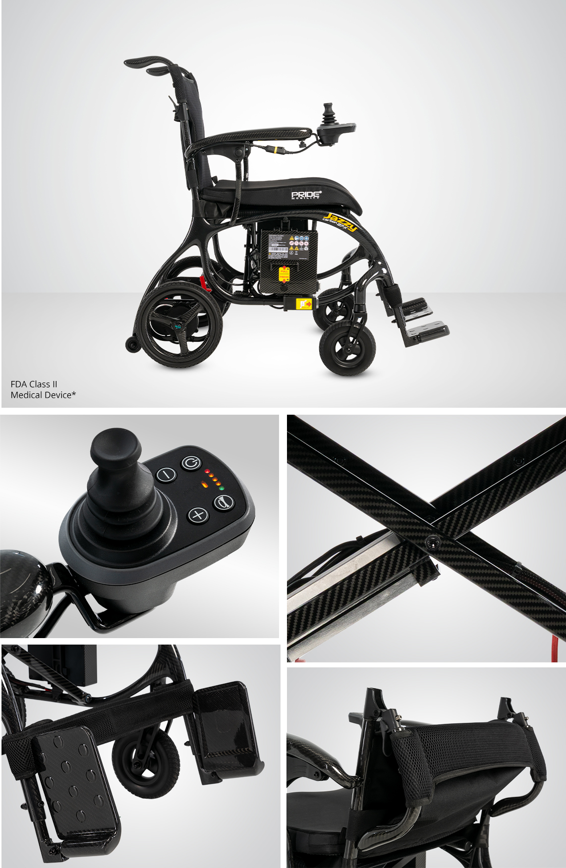 Jazzy Carbon 27X Ultra Lite Folding Power Wheelchair 275 lb Capacity