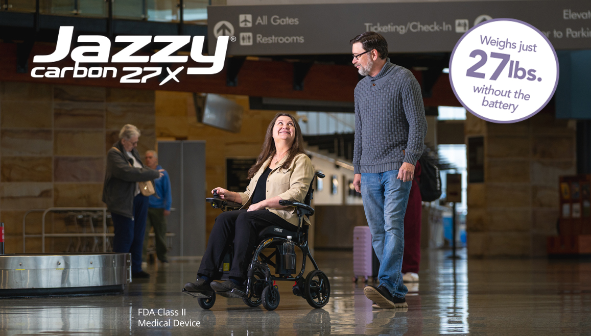 Jazzy Carbon 27X Ultra Lite Folding Power Wheelchair 275 lb Capacity