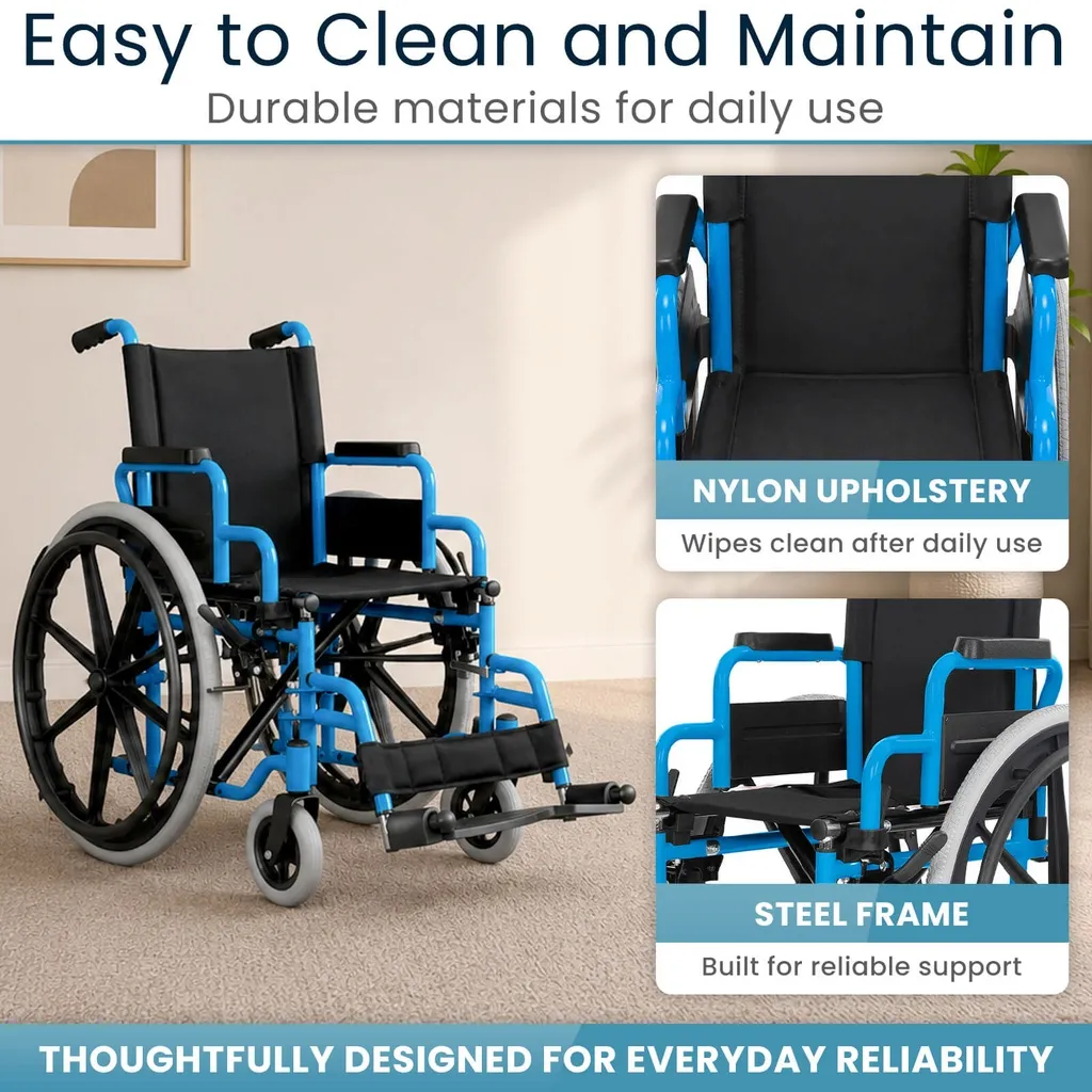 Vive Health Pediatric Wheelchair 14 inch Bright Blue