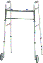 Dual Blue-Release Adult Walker With 5 inches Wheel-300 Lbs Cap.