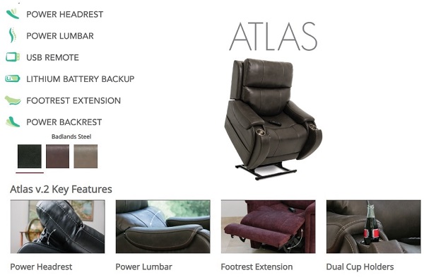 22" Atlas Lift Chair Recliner Viva Lift Collection