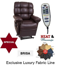 Md-Lg Deluxe Cloud Zero Gravity Brisa Fabric Lift Chair and Heat