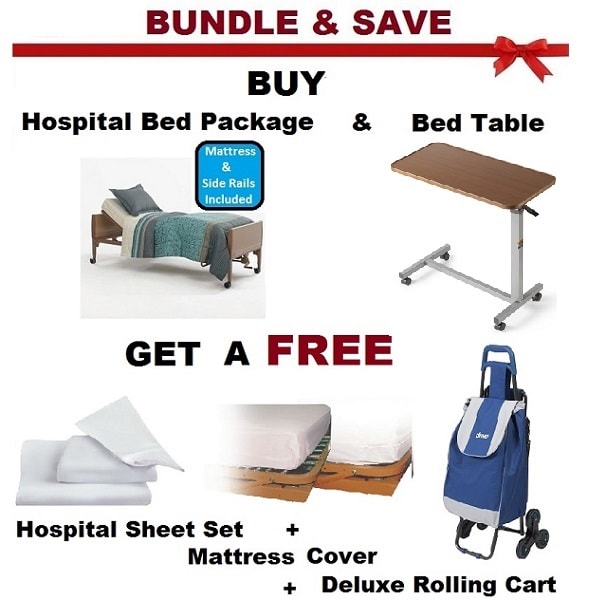 Buy a Full Elect. Hospital Bed Pckg W/ a Table & Get Free Items