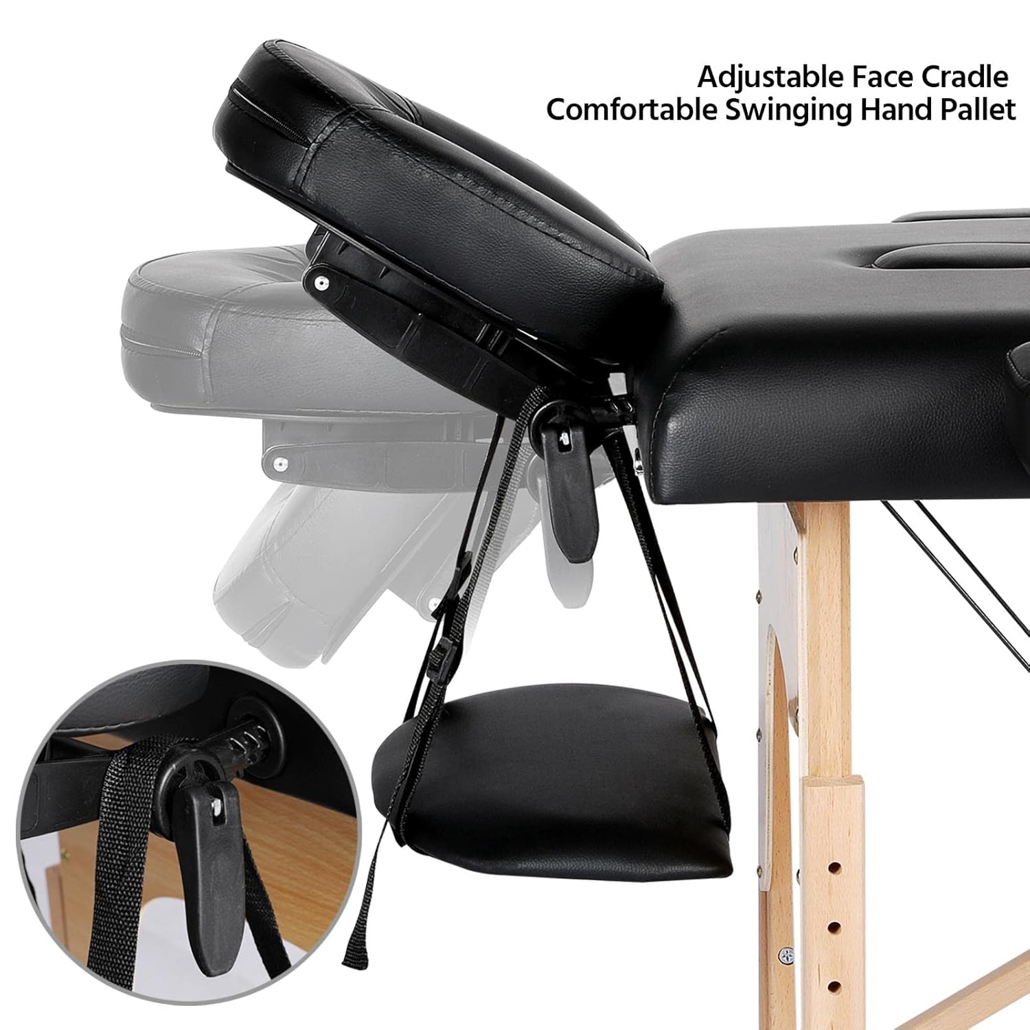 Portable Massage Table with Adjustable Headrest and Armrests
