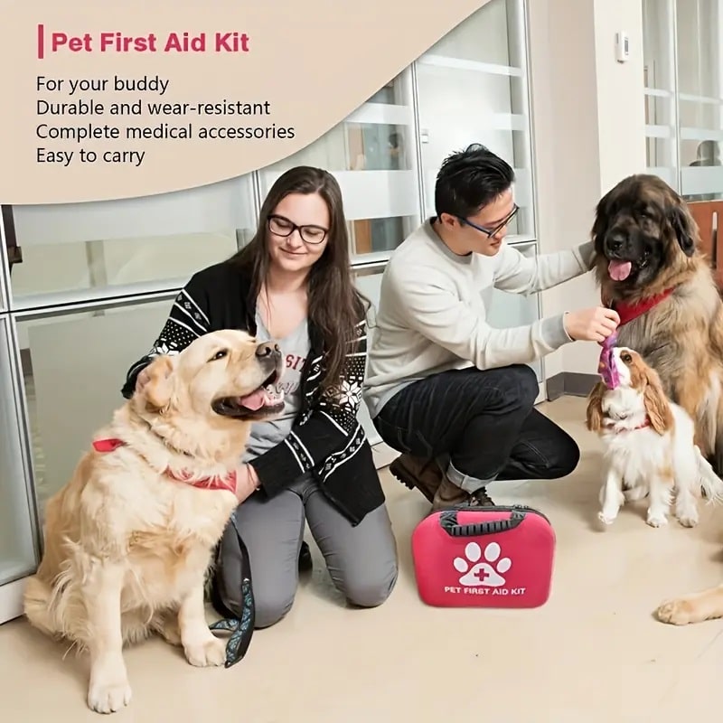 Pet First Aid Kit for Dogs & Cats - 90-Piece Portable